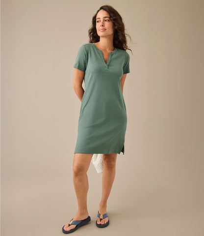 L.L.Bean Women's Rocky Coast Slub-Knit Splitneck Dress