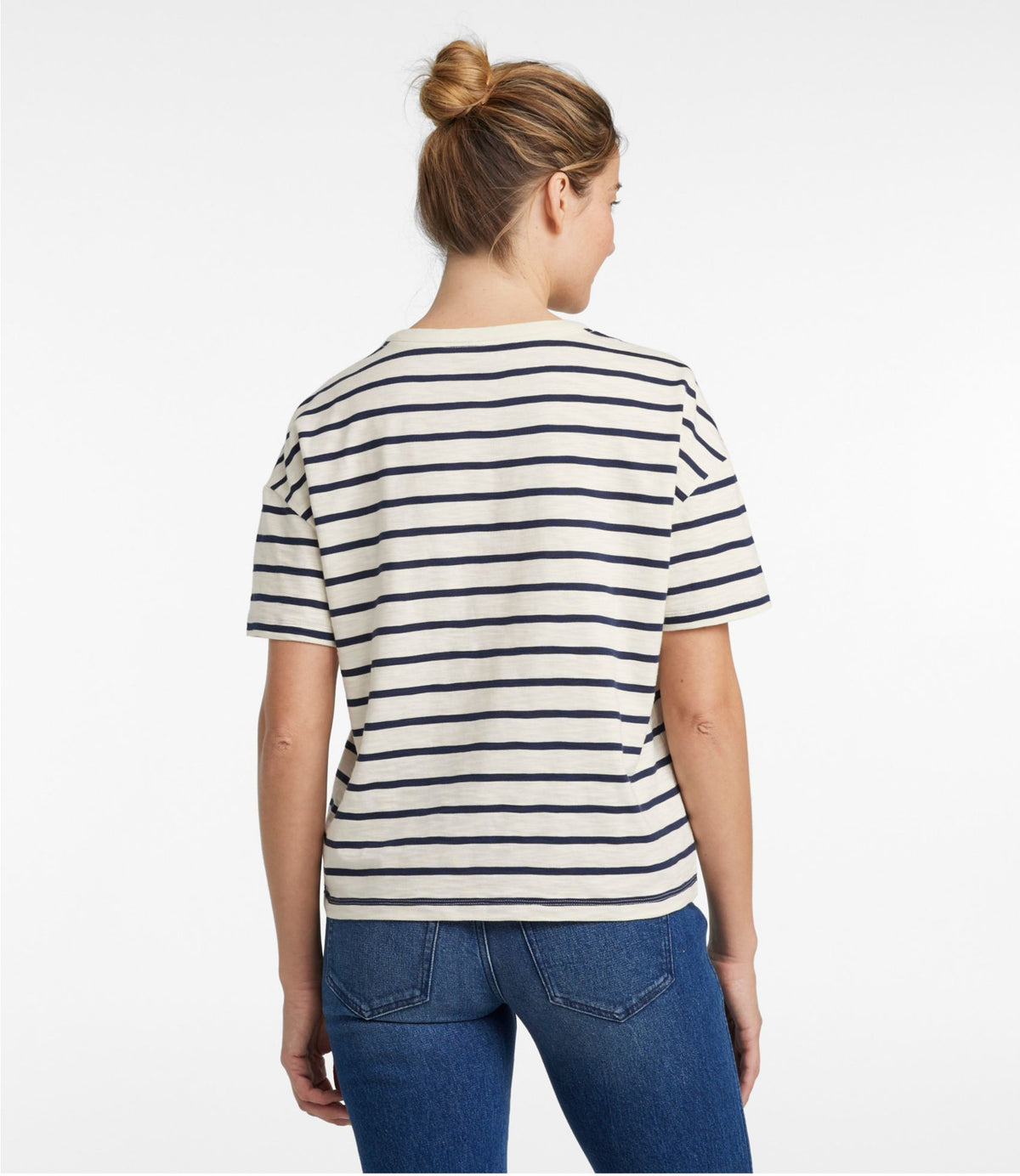 L.L.Bean Women's Signature Slub Tee, Short-Sleeve Henley Novelty Faded Orange Vintage Scenic