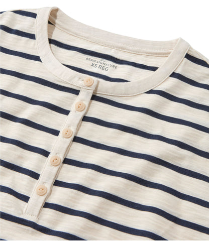 L.L.Bean Women's Signature Slub Tee, Short-Sleeve Henley Novelty Faded Orange Vintage Scenic