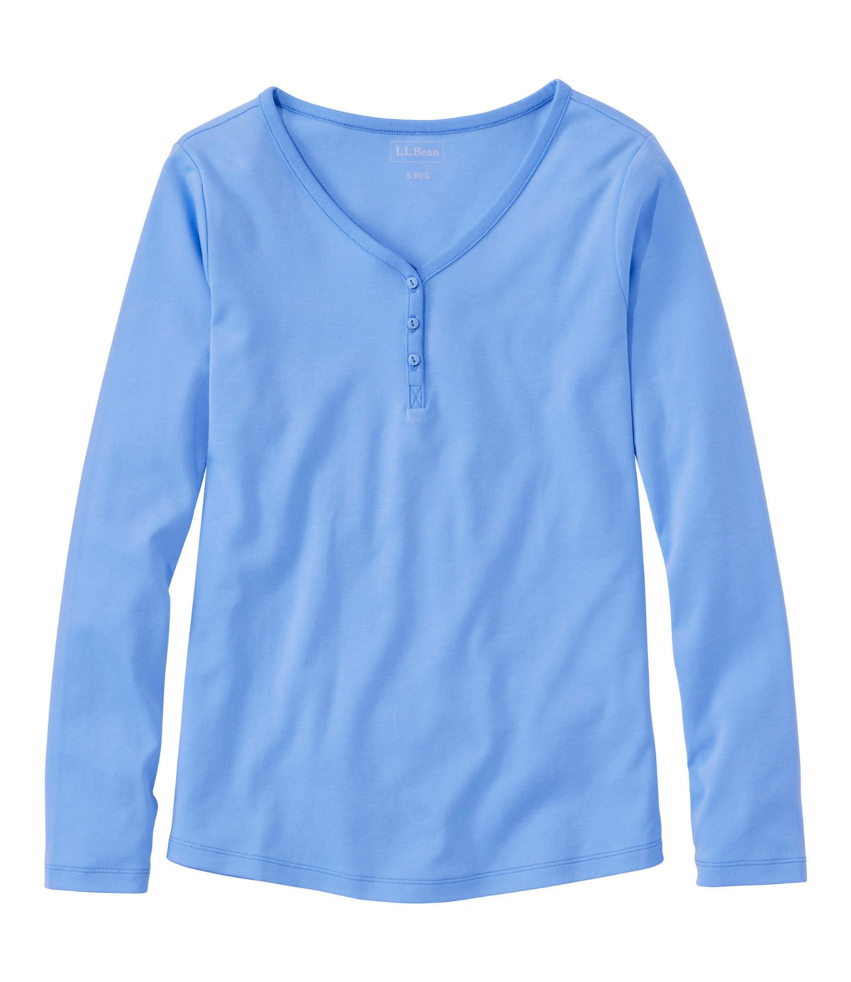 L.L.Bean Women's L.L.Bean V-Neck Henley, Long-Sleeve Brightwater Blue