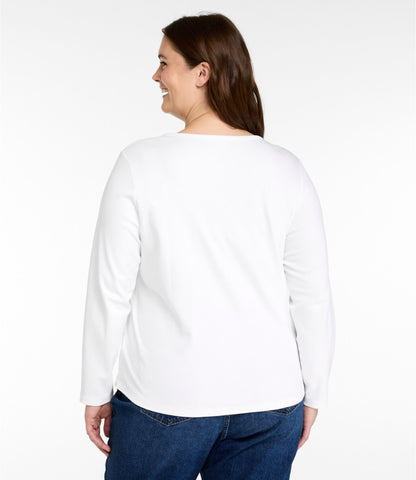 L.L.Bean Women's L.L.Bean V-Neck Henley, Long-Sleeve Brightwater Blue