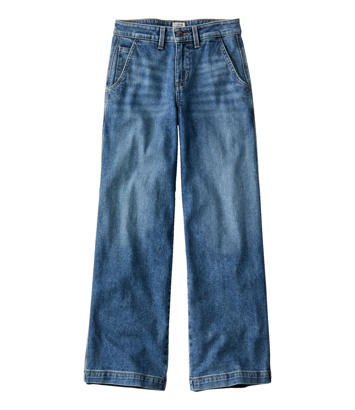 L.L.Bean Women's 207 Vintage Jeans, High-Rise Wide-Leg Faded Indigo