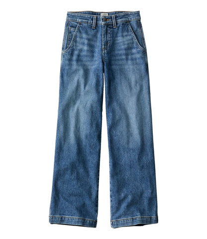 L.L.Bean Women's 207 Vintage Jeans, High-Rise Wide-Leg Faded Indigo