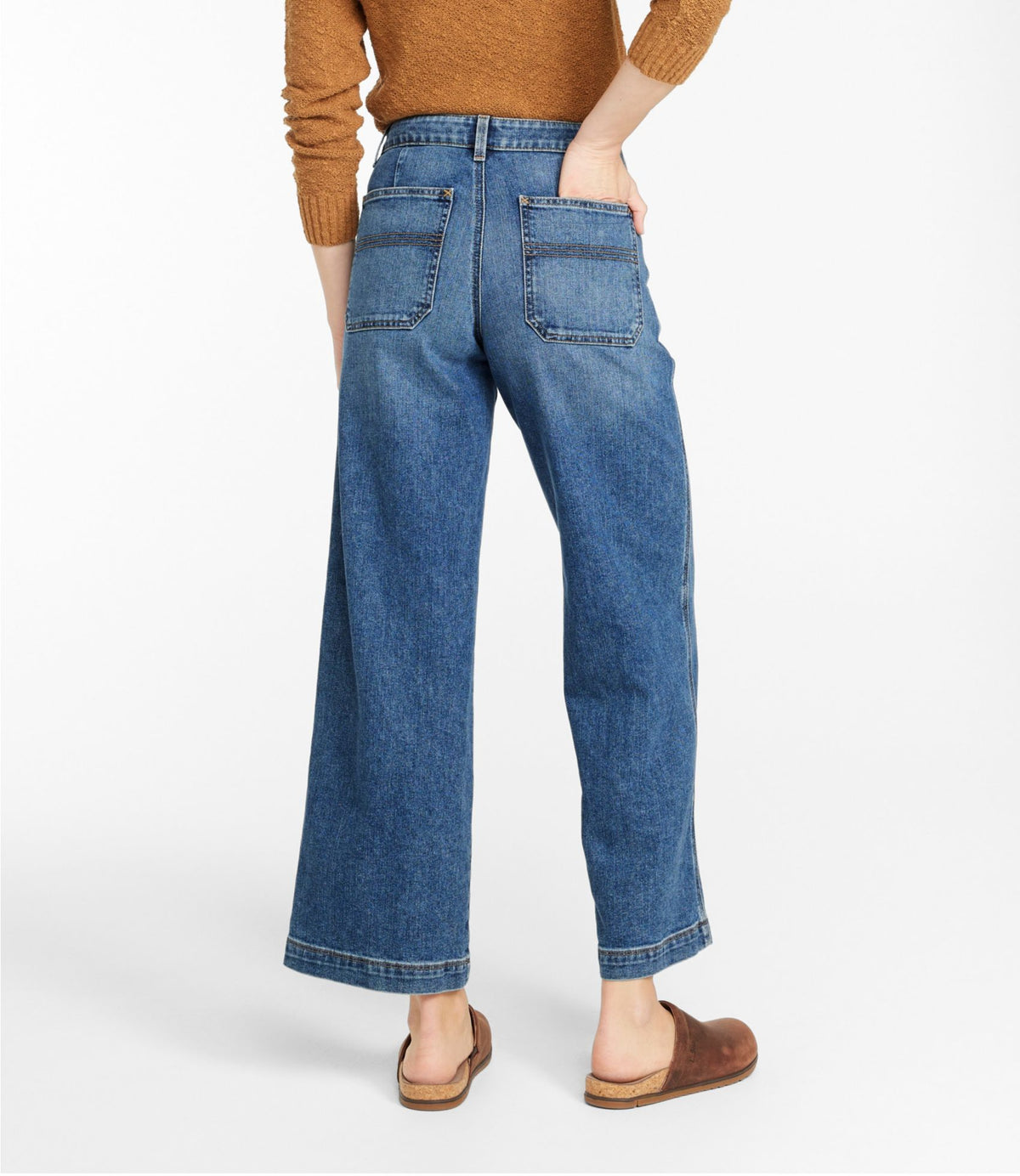 L.L.Bean Women's 207 Vintage Jeans, High-Rise Wide-Leg Faded Indigo