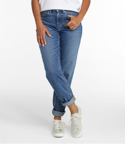 L.L.Bean Women's 207 Vintage Jeans, High-Rise Boyfriend Faded Indigo