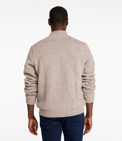 L.L.Bean Men's L.L.Bean Classic Ragg Wool Sweater, Full-Zip Flannel-Lined