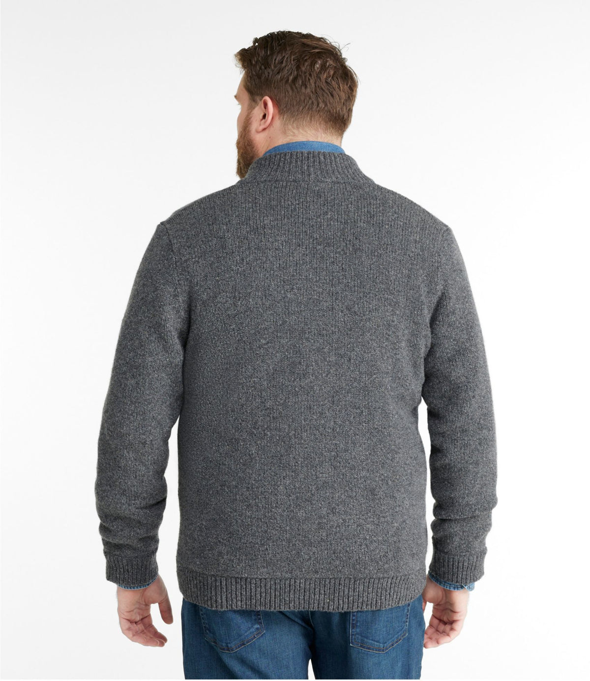 L.L.Bean Men's L.L.Bean Classic Ragg Wool Sweater, Full-Zip Flannel-Lined