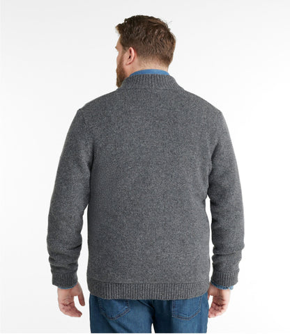 L.L.Bean Men's L.L.Bean Classic Ragg Wool Sweater, Full-Zip Flannel-Lined