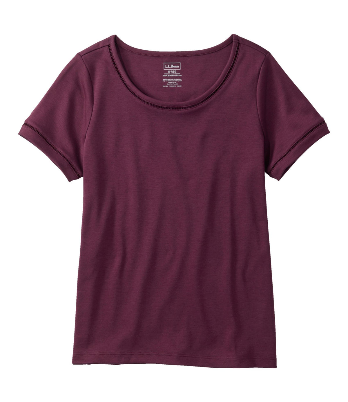 L.L.Bean Women's Pima Cotton Tee, Short-Sleeve Jewelneck Fig