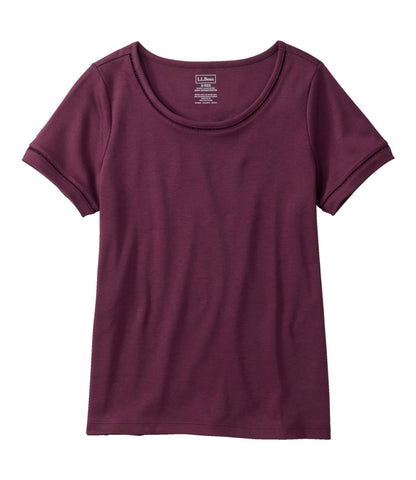 L.L.Bean Women's Pima Cotton Tee, Short-Sleeve Jewelneck Fig