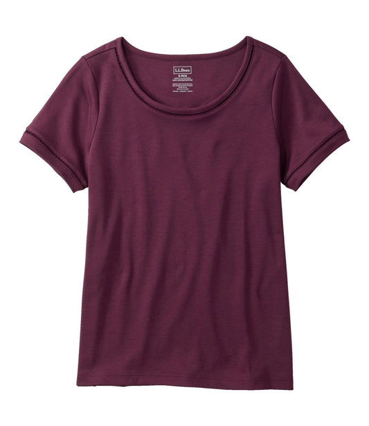 L.L.Bean Women's Pima Cotton Tee, Short-Sleeve Jewelneck Fig