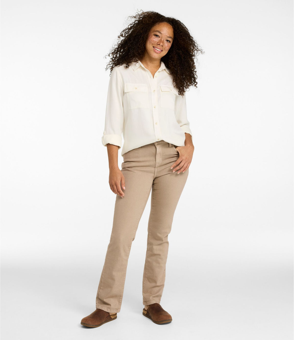 L.L.Bean Women's True Shape Jeans, High-Rise Straight-Leg Colors Coastal Dune