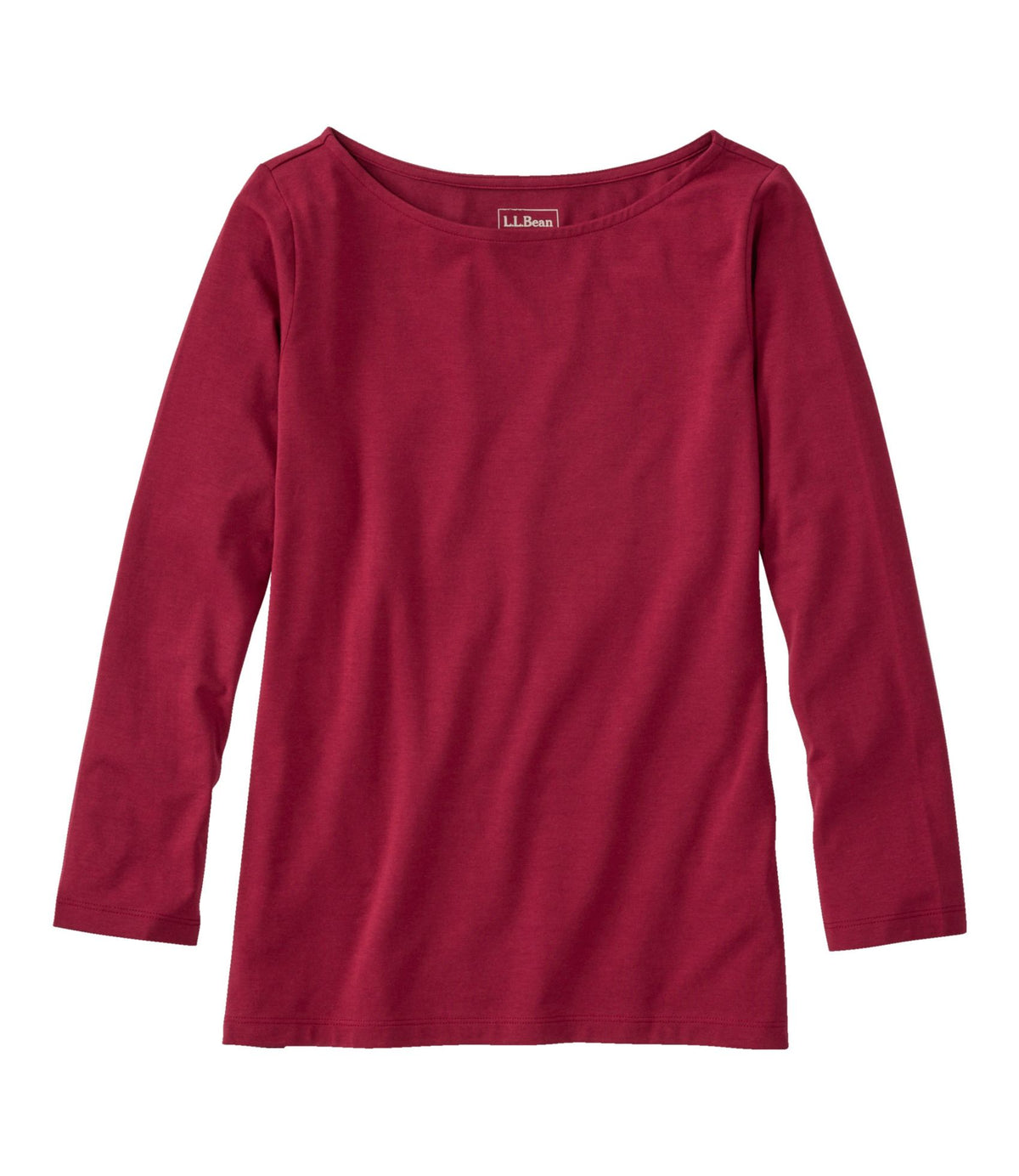 L.L.Bean Women's Soft Stretch Supima-Blend Tee, Boatneck Bracelet-Sleeve Bordeaux