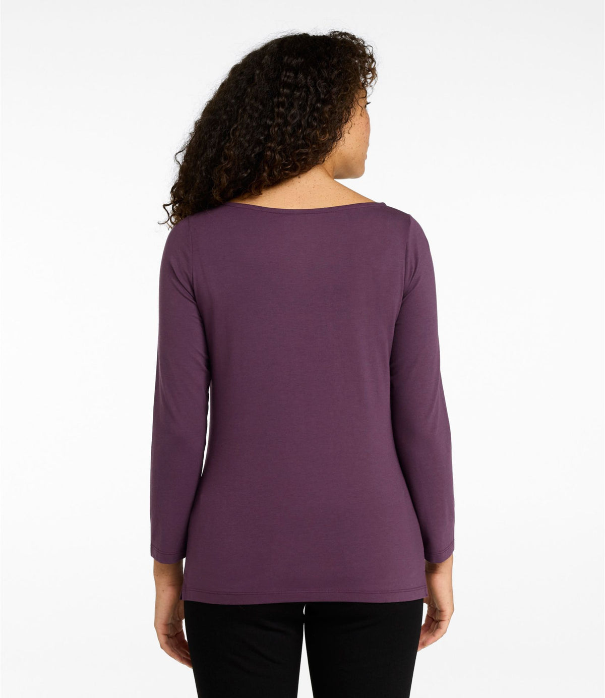 L.L.Bean Women's Soft Stretch Supima-Blend Tee, Boatneck Bracelet-Sleeve Bordeaux