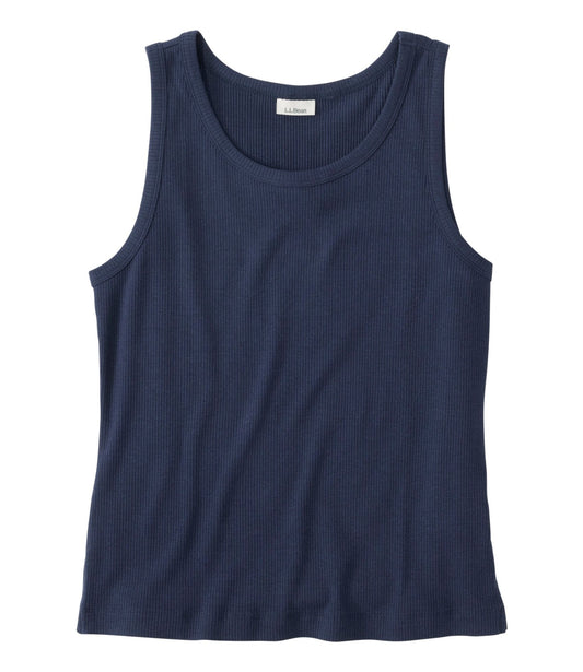 L.L.Bean Women's Bean's Ribbed Layering Tank Classic Navy