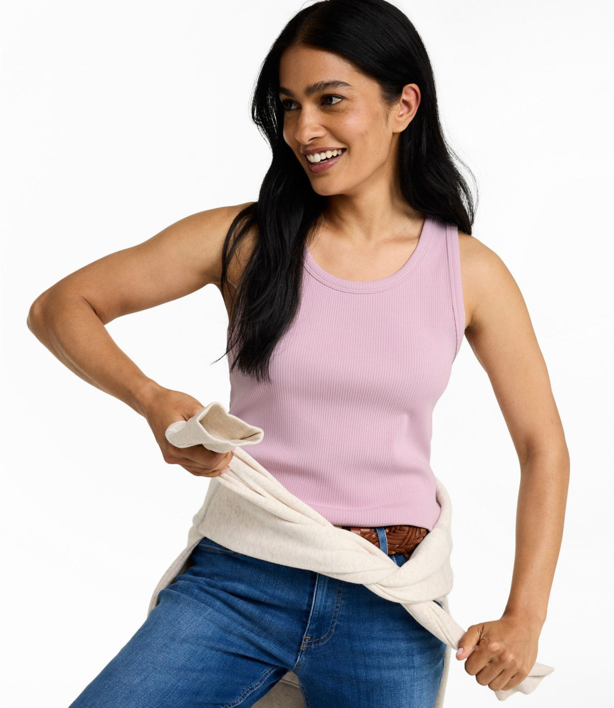 L.L.Bean Women's Bean's Ribbed Layering Tank Classic Navy