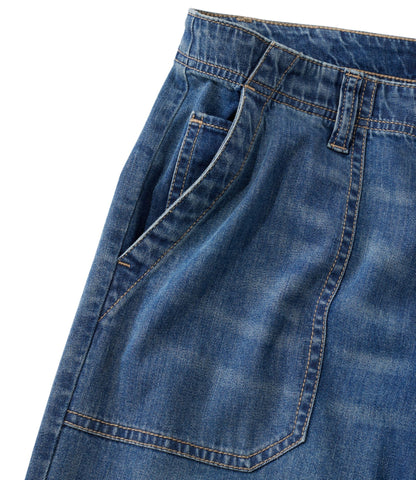 L.L.Bean Women's Signature Utility Jeans, Mid-Rise Wide-Leg Ankle Light Indigo