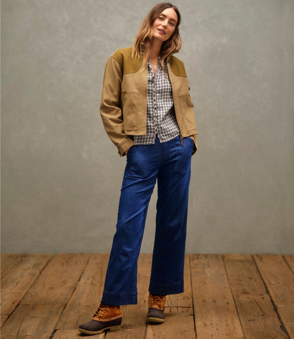 L.L.Bean Women's Signature Utility Jeans, Mid-Rise Wide-Leg Ankle Light Indigo