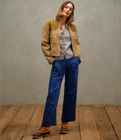 L.L.Bean Women's Signature Utility Jeans, Mid-Rise Wide-Leg Ankle Light Indigo