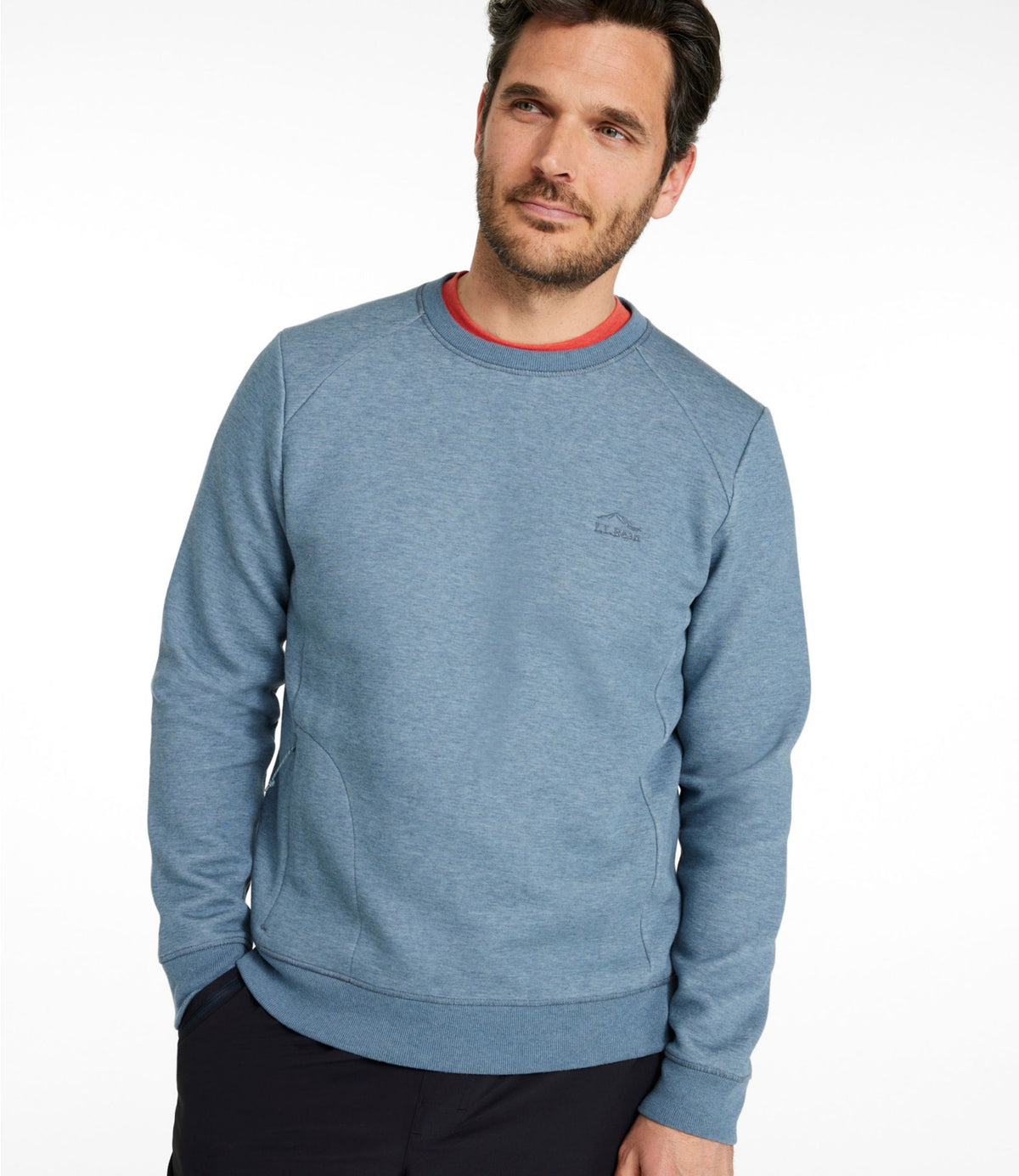 L.L.Bean Men's Multisport Crewneck Sweatshirt Muted Blue Heather