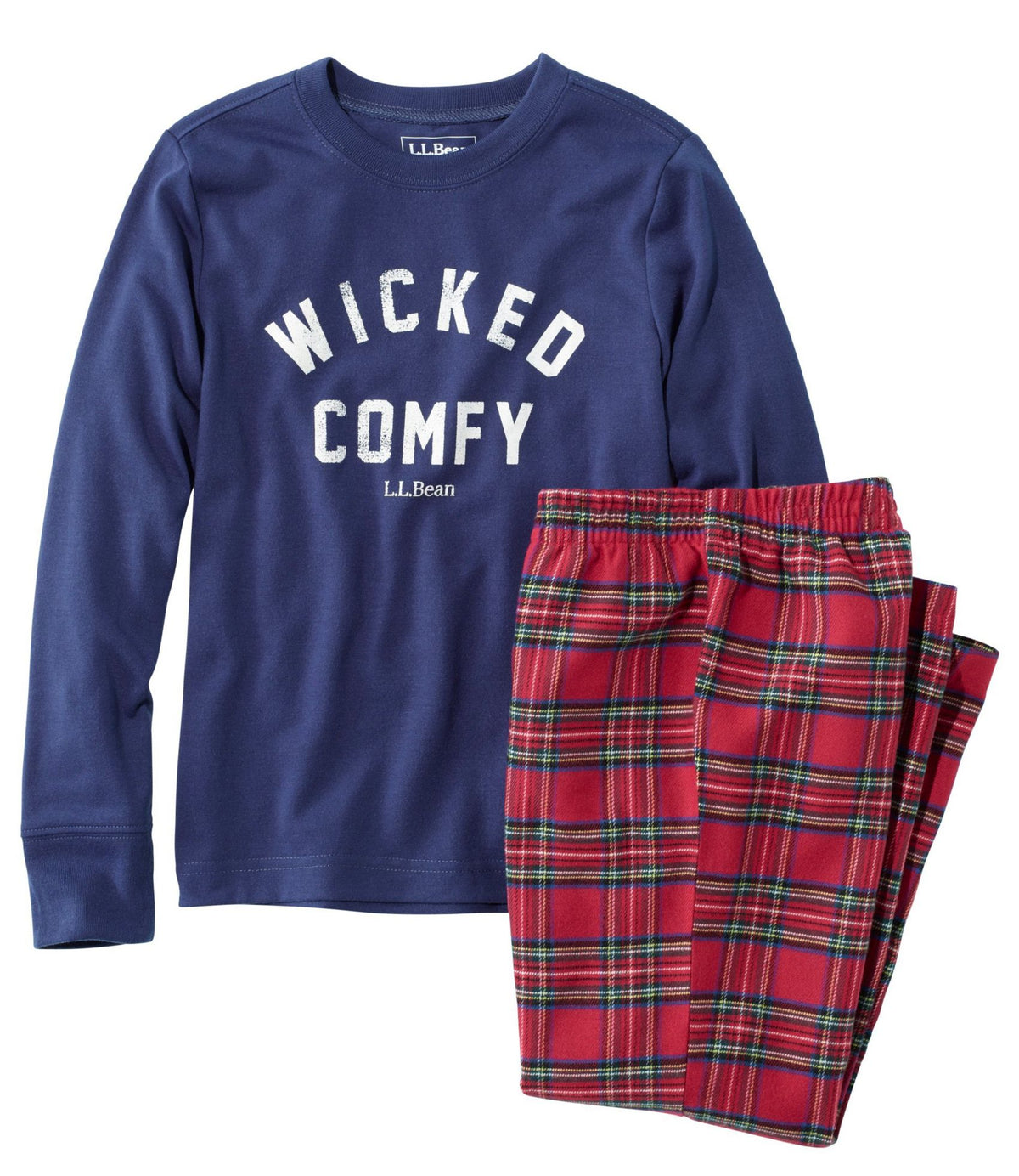 L.L.Bean Kids' L.L.Bean Flannel Pajamas Deep Marine Blue/Wicked Comfy