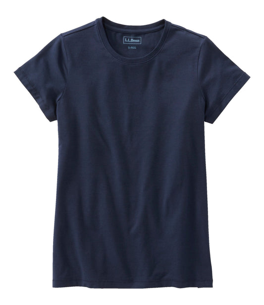 L.L.Bean Women's Soft Stretch Supima-Blend Tee, Crewneck Short-Sleeve Classic Navy