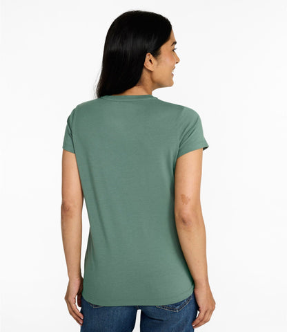L.L.Bean Women's Soft Stretch Supima-Blend Tee, Crewneck Short-Sleeve Classic Navy