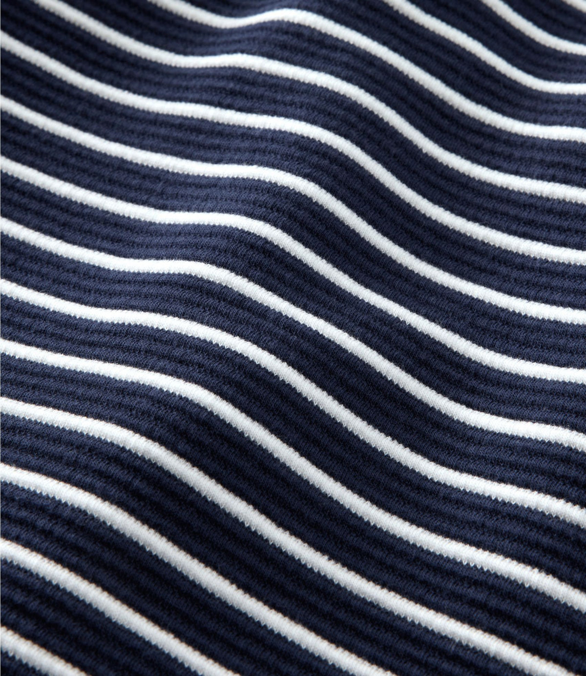 L.L.Bean Women's Lakewashed Double-Knit Quarter-Snap, Stripe Classic Navy/Sea Salt