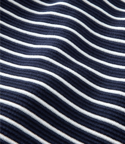 L.L.Bean Women's Lakewashed Double-Knit Quarter-Snap, Stripe Classic Navy/Sea Salt