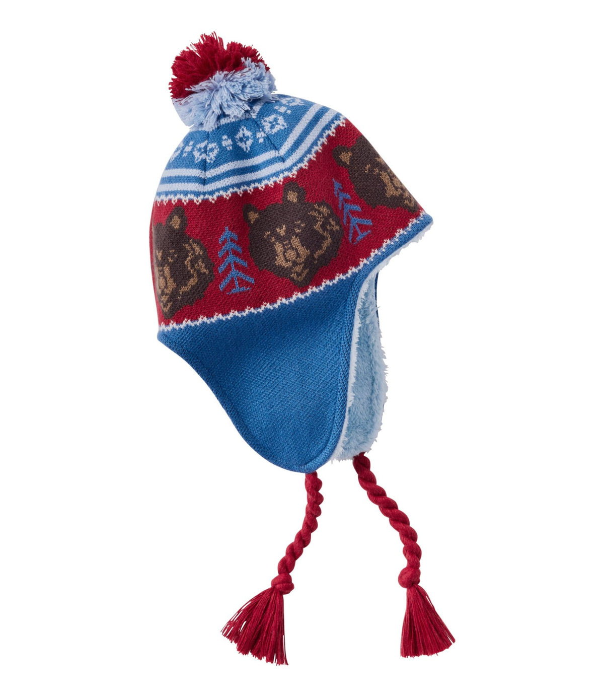 L.L.Bean Kids' Frosty Day Earflap Hat Deep Glacier Blue Bear