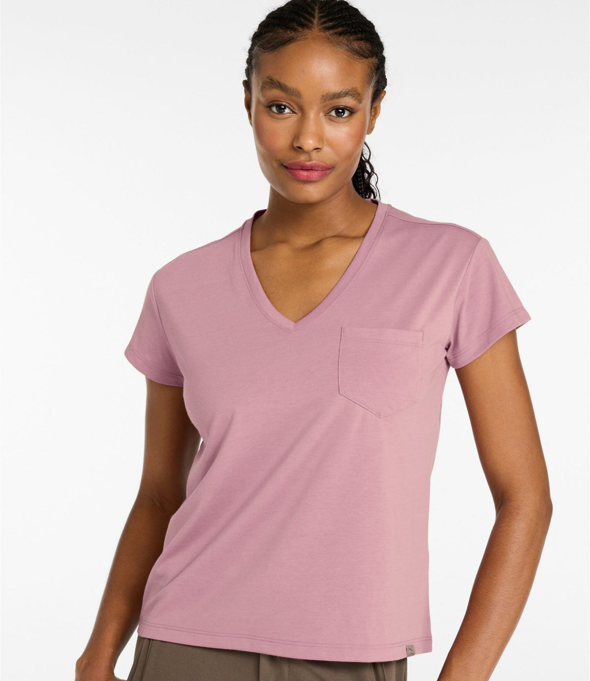 L.L.Bean Women's Mountainside V-Neck Pocket Tee, Short Sleeve