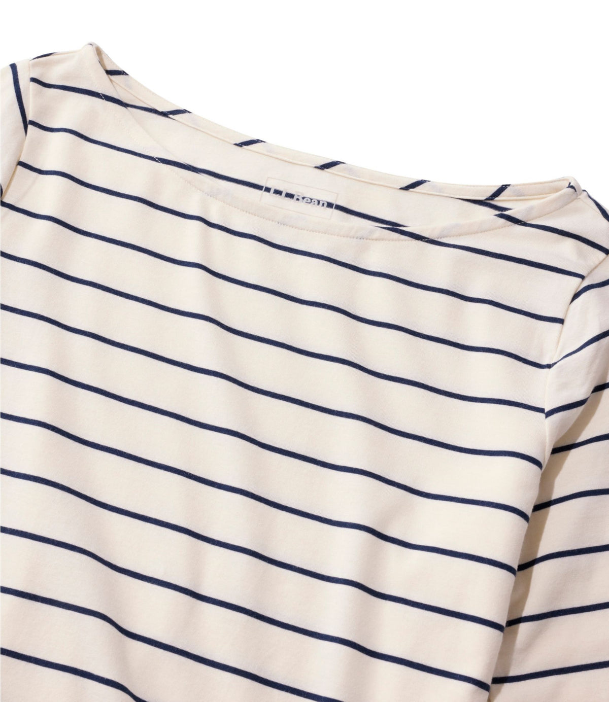 L.L.Bean Women's Soft Stretch Supima-Blend Tee, Boatneck Bracelet-Sleeve Stripe Classic Navy/Cream