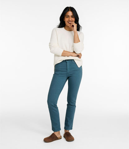 L.L.Bean Women's True Shape Jeans, High-Rise Slim-Leg Ankle Colors Coastal Dune