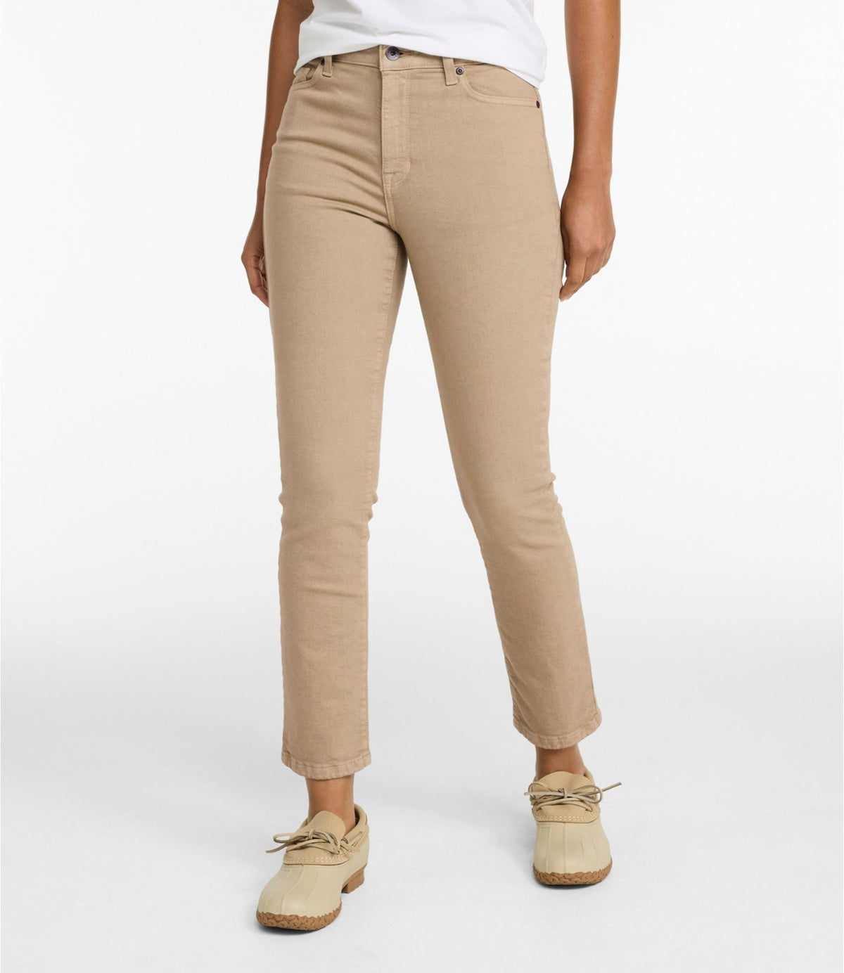 L.L.Bean Women's True Shape Jeans, High-Rise Slim-Leg Ankle Colors Coastal Dune