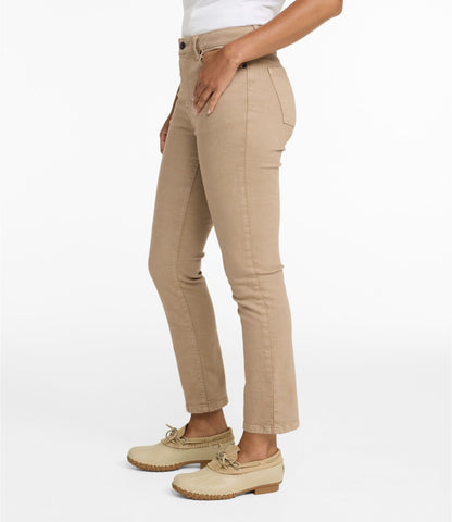 L.L.Bean Women's True Shape Jeans, High-Rise Slim-Leg Ankle Colors Coastal Dune