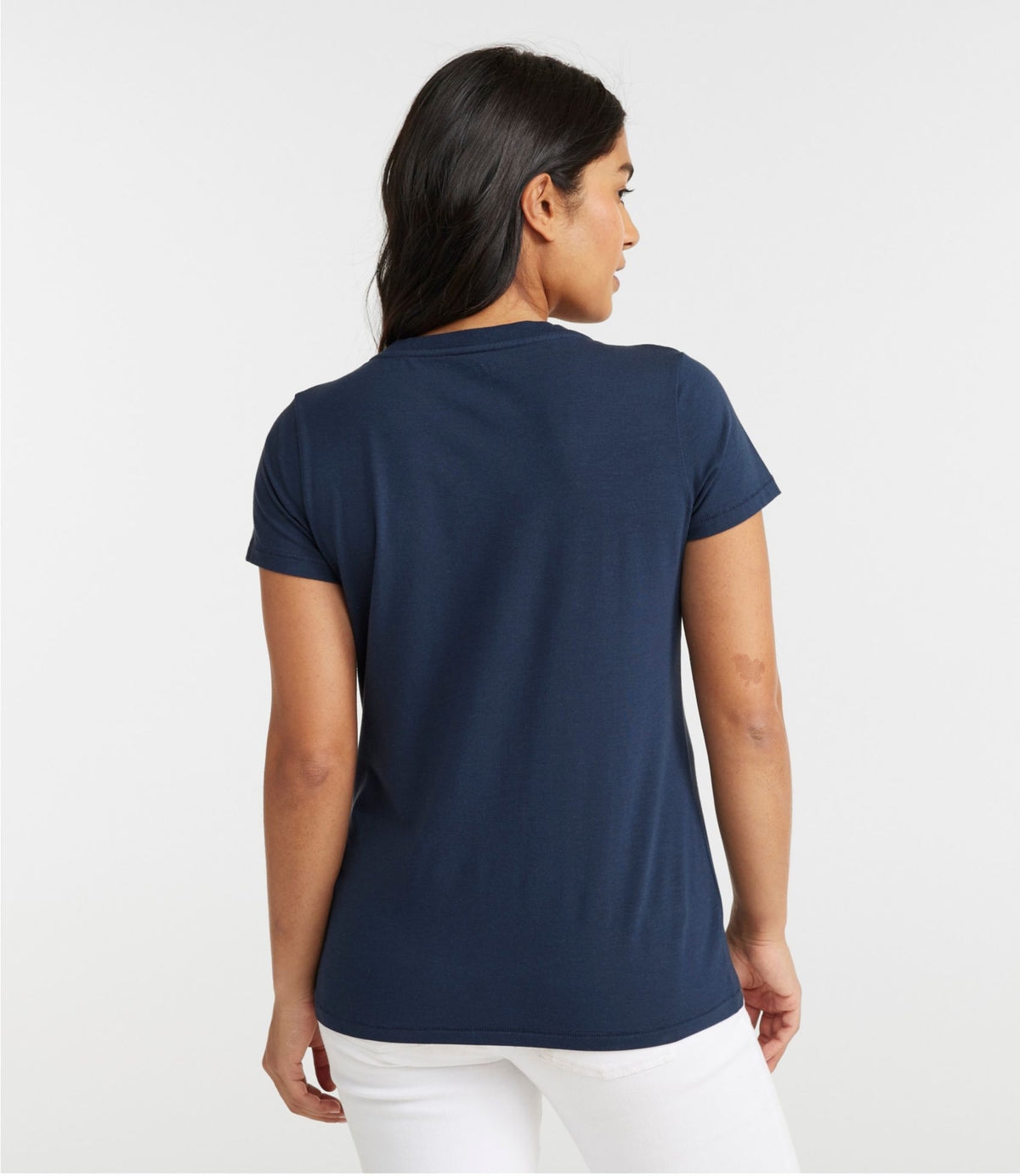 L.L.Bean Women's Soft Stretch Supima-Blend Tee, Scoopneck Short-Sleeve Classic Navy