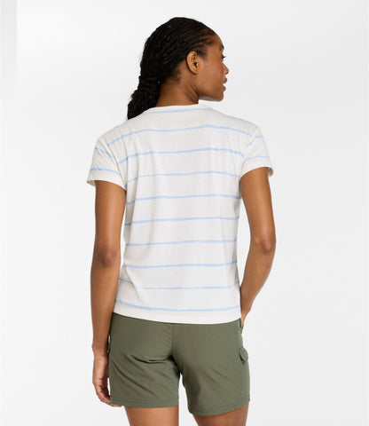 L.L.Bean Women's Mountainside Crewneck Tee, Short-Sleeve Stripe Antique Lilac Stripe