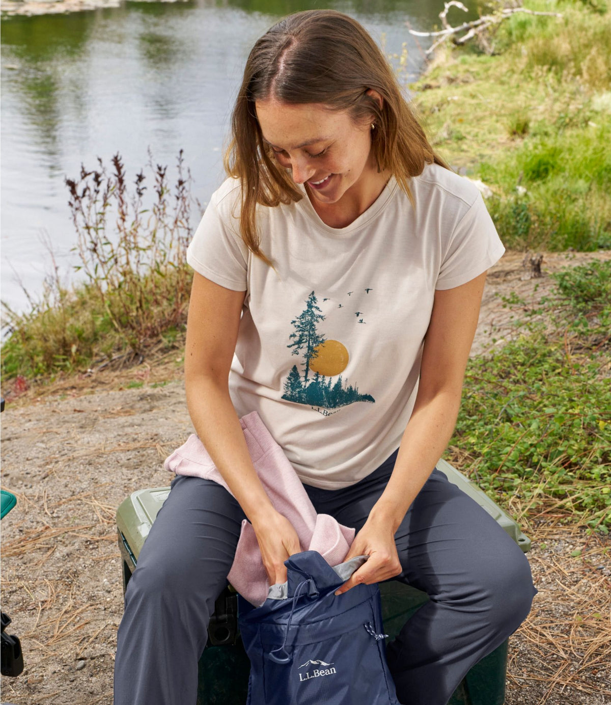 L.L.Bean Women's Mountainside Crewneck Tee, Short-Sleeve Graphic