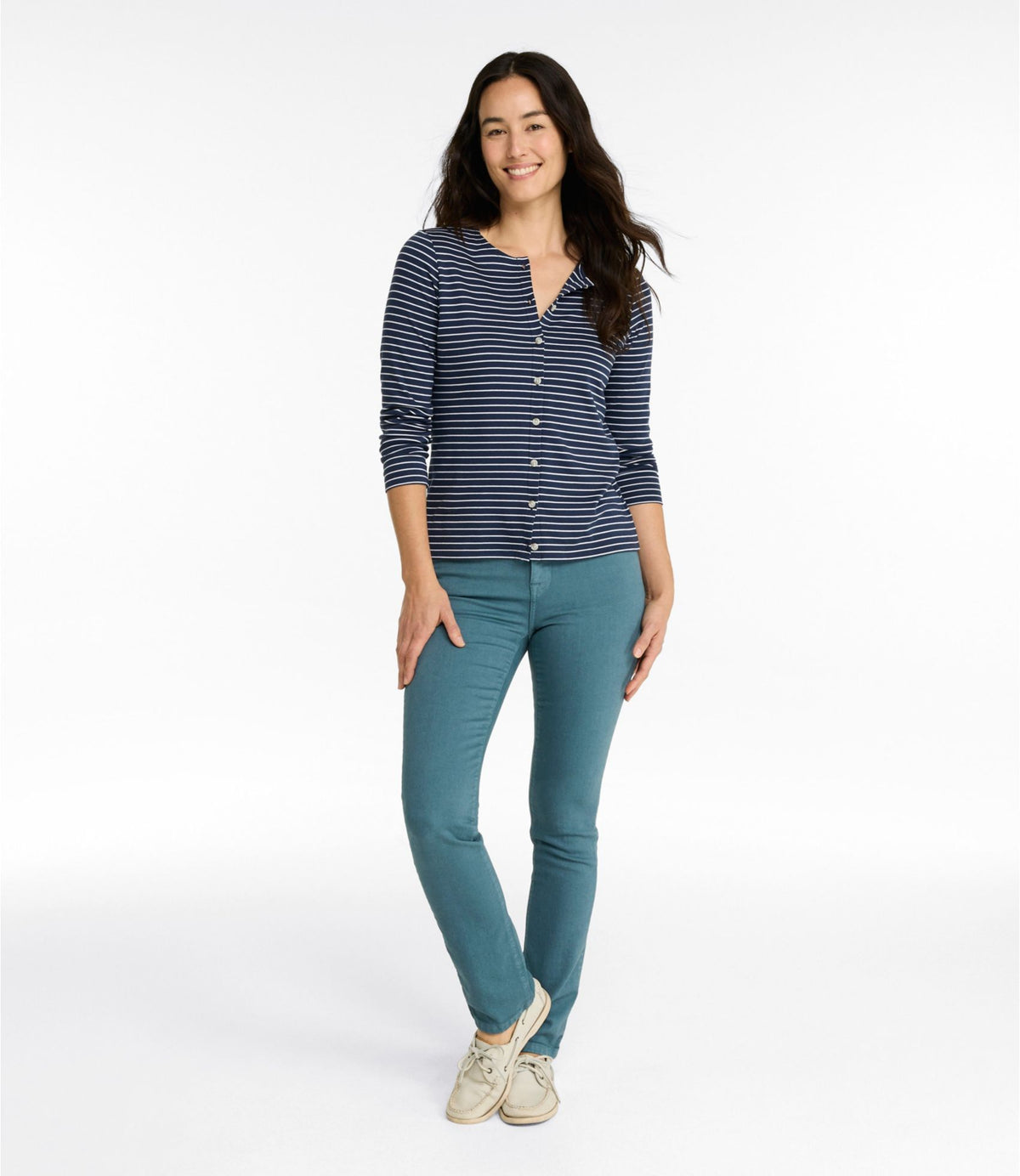 L.L.Bean Women's True Shape Jeans, High-Rise Slim-Leg Colors Kelp Green