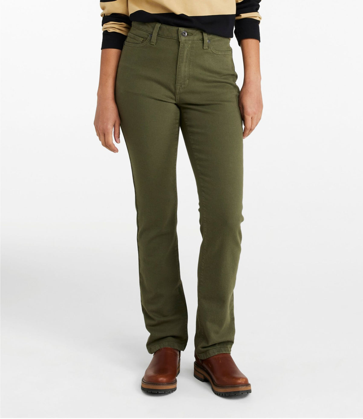 L.L.Bean Women's True Shape Jeans, High-Rise Slim-Leg Colors Kelp Green