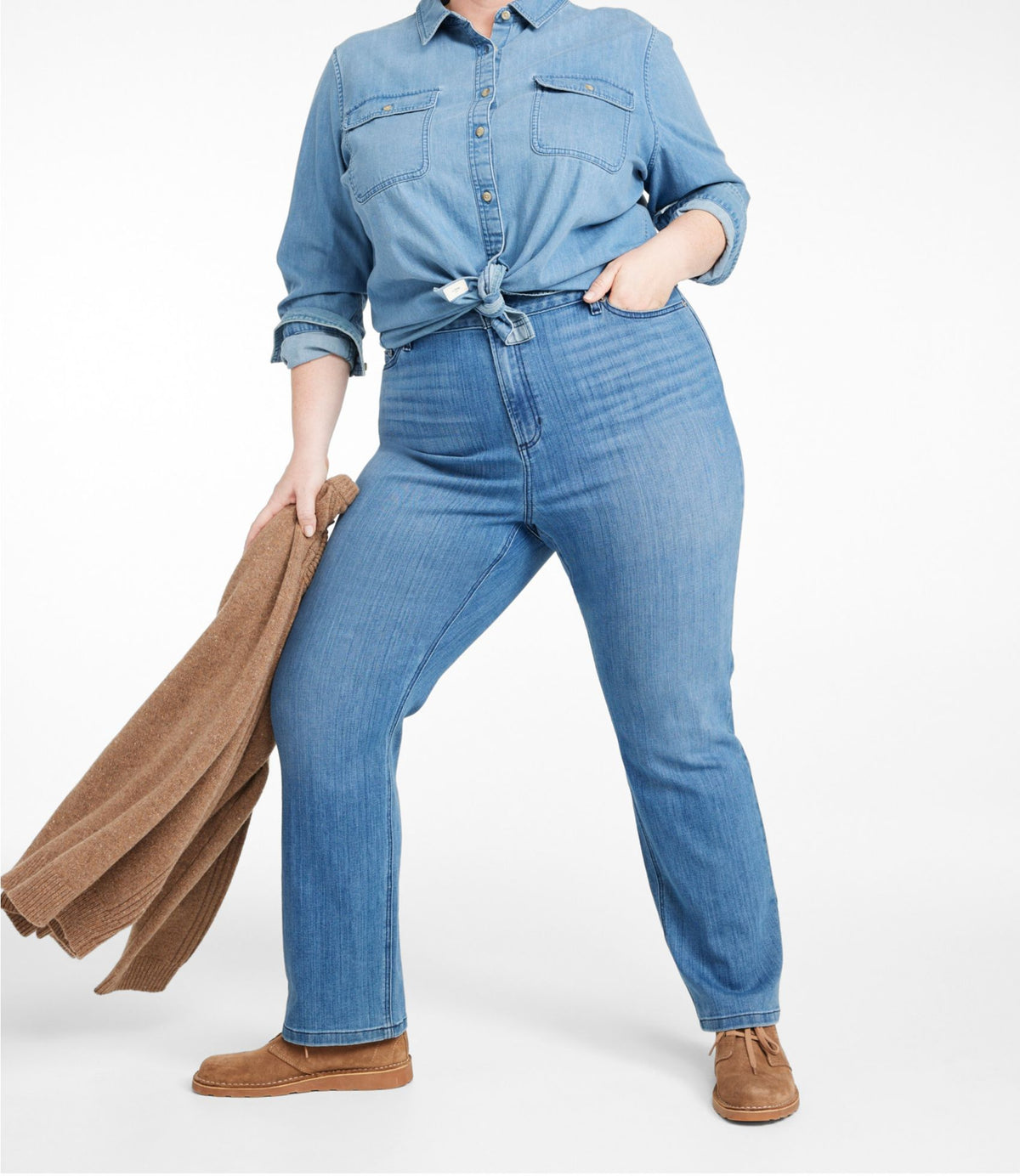L.L.Bean Women's BeanFlex® Jeans, Mid-Rise Straight-Leg Bright Indigo