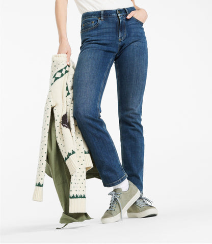 L.L.Bean Women's BeanFlex® Jeans, Mid-Rise Straight-Leg Bright Indigo