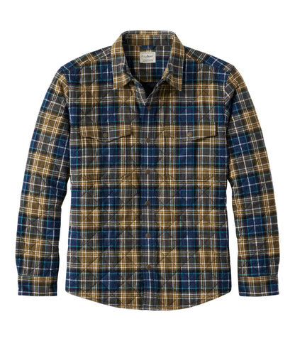 L.L.Bean Men's Quilted Scotch Plaid Flannel Shirt Jac Blue MacKellar