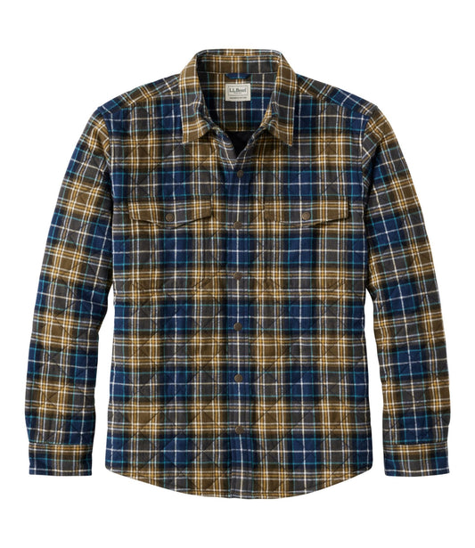 L.L.Bean Men's Quilted Scotch Plaid Flannel Shirt Jac Blue MacKellar