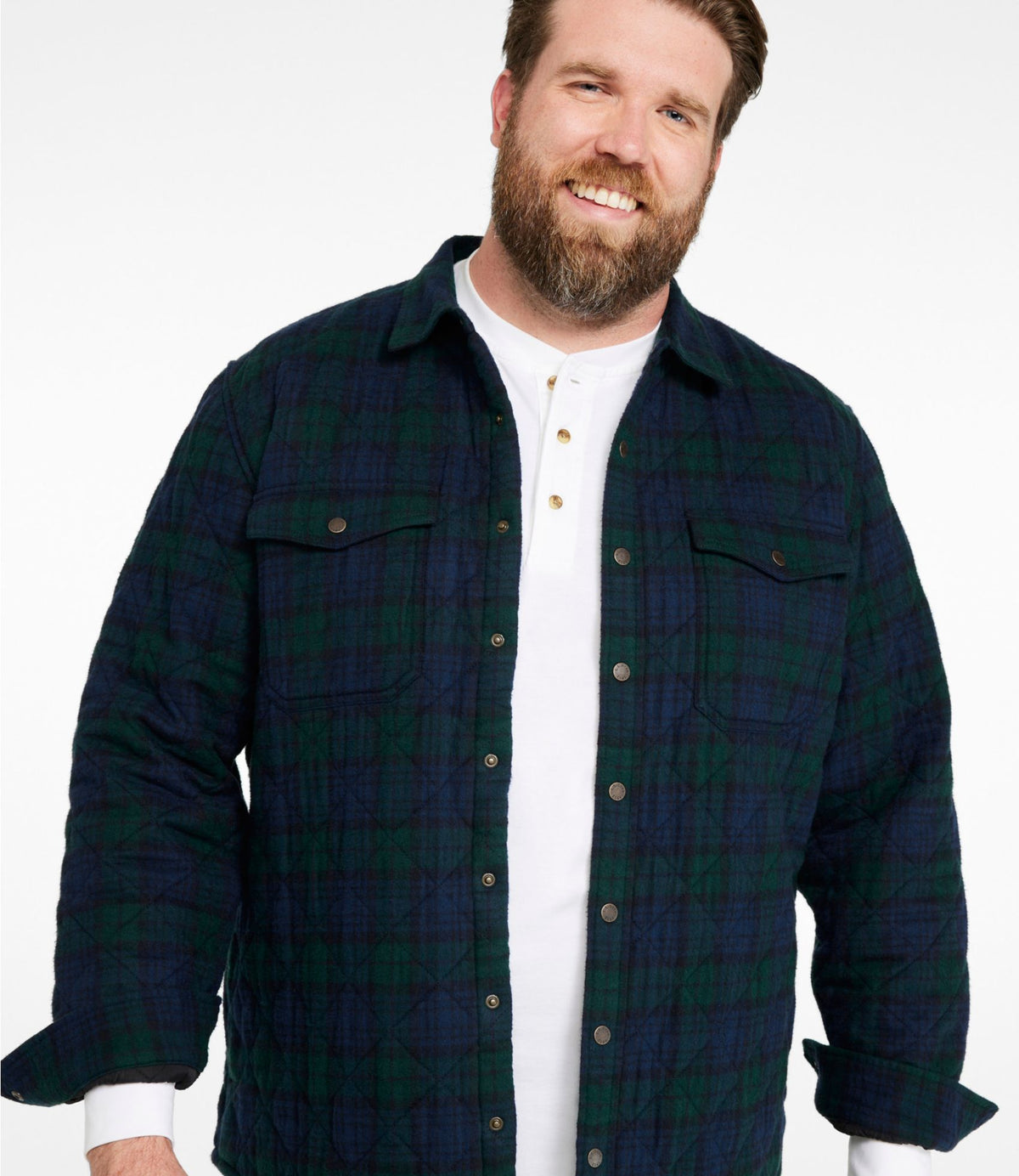 L.L.Bean Men's Quilted Scotch Plaid Flannel Shirt Jac Blue MacKellar