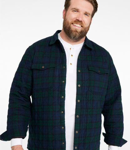 L.L.Bean Men's Quilted Scotch Plaid Flannel Shirt Jac Blue MacKellar