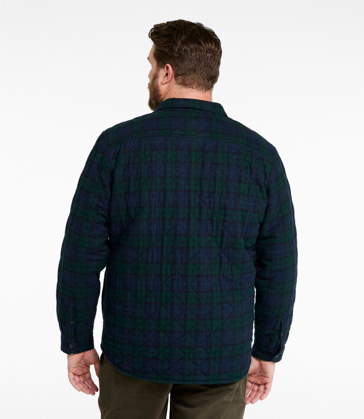 L.L.Bean Men's Quilted Scotch Plaid Flannel Shirt Jac Blue MacKellar