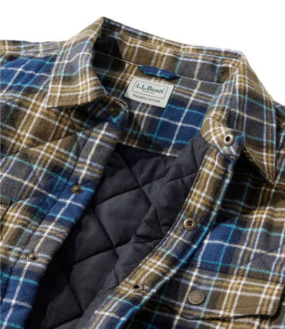 L.L.Bean Men's Quilted Scotch Plaid Flannel Shirt Jac Blue MacKellar