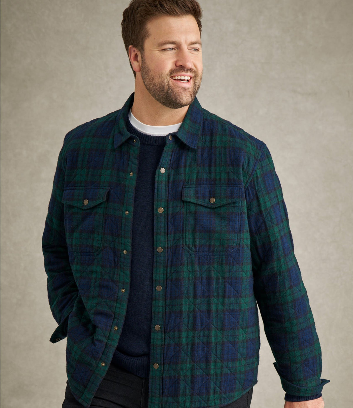 L.L.Bean Men's Quilted Scotch Plaid Flannel Shirt Jac Blue MacKellar