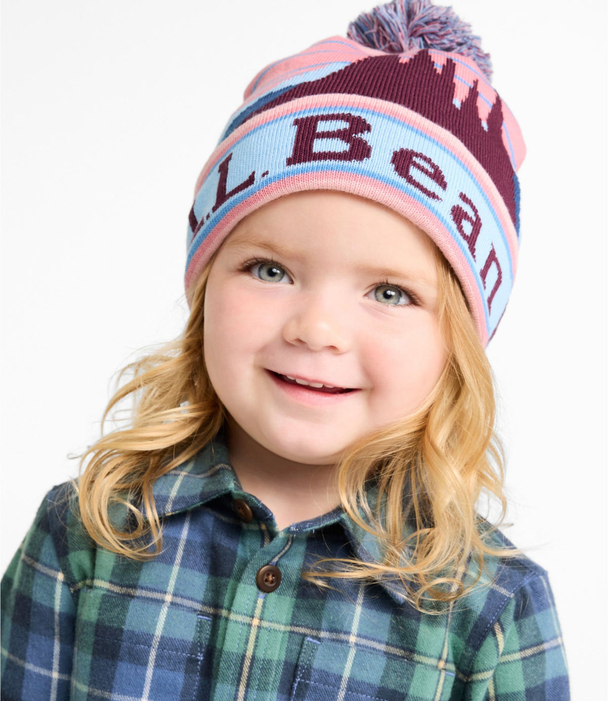 L.L.Bean Toddlers' L.L.Bean Pom Hat Classic Navy/Olive Gray